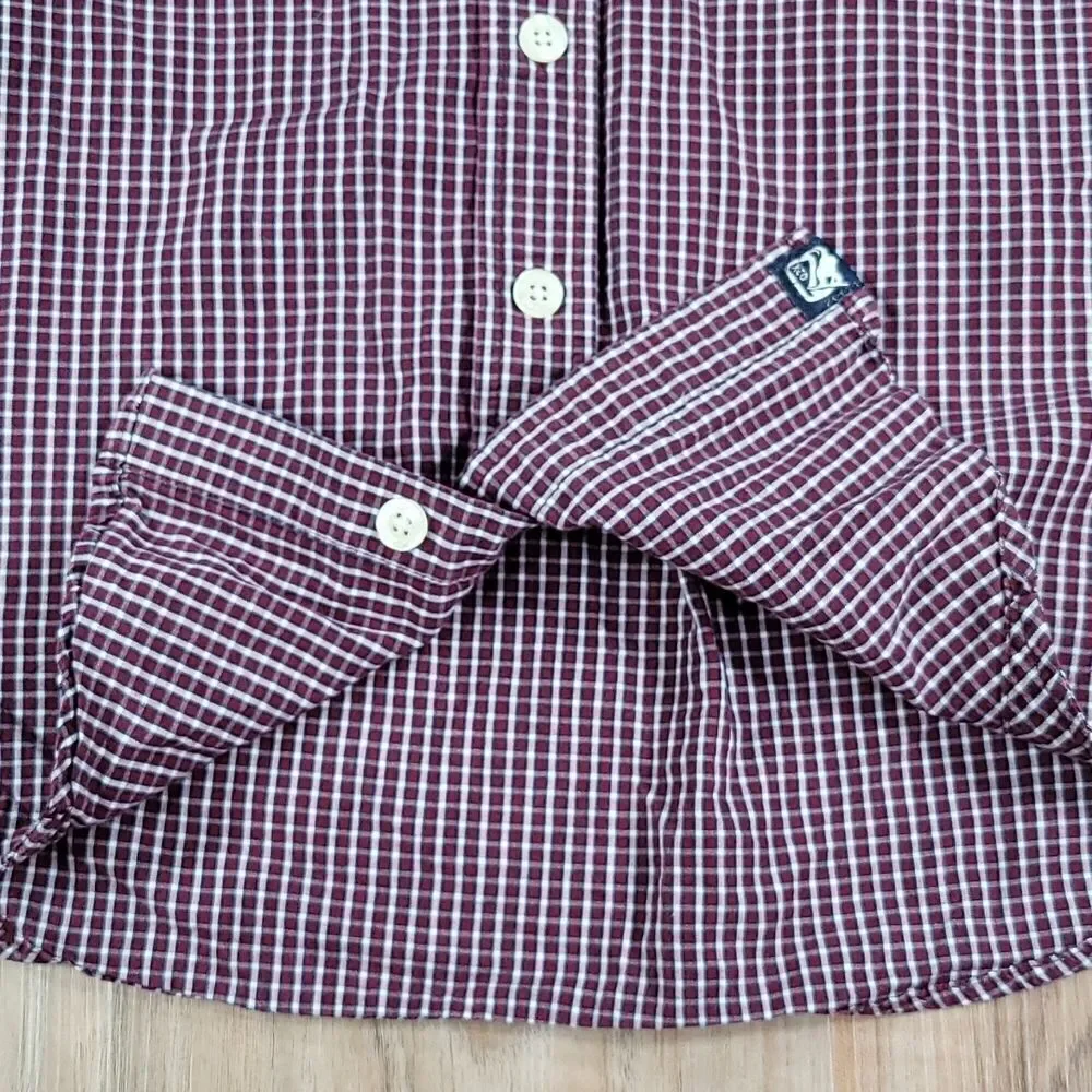 🧡Exceed Maroon Plaid Buttoned Short Sleeve Shirt Small